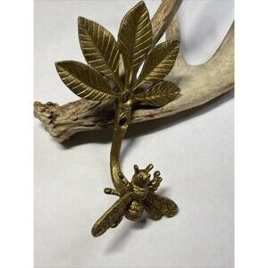 Coat Hook Gold Flower Bee Vintage